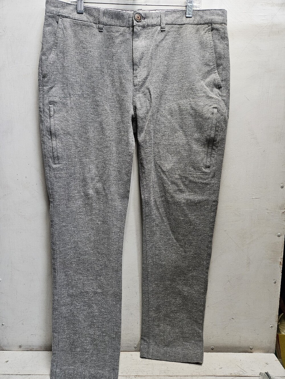 Nifty Genius Mens 36x32 Grey Casual Dress Travel Pants Herringbone Twill